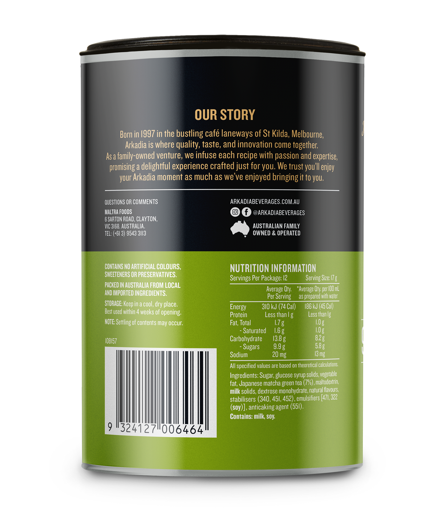 Arkadia Matcha Latte Strawberry 220g