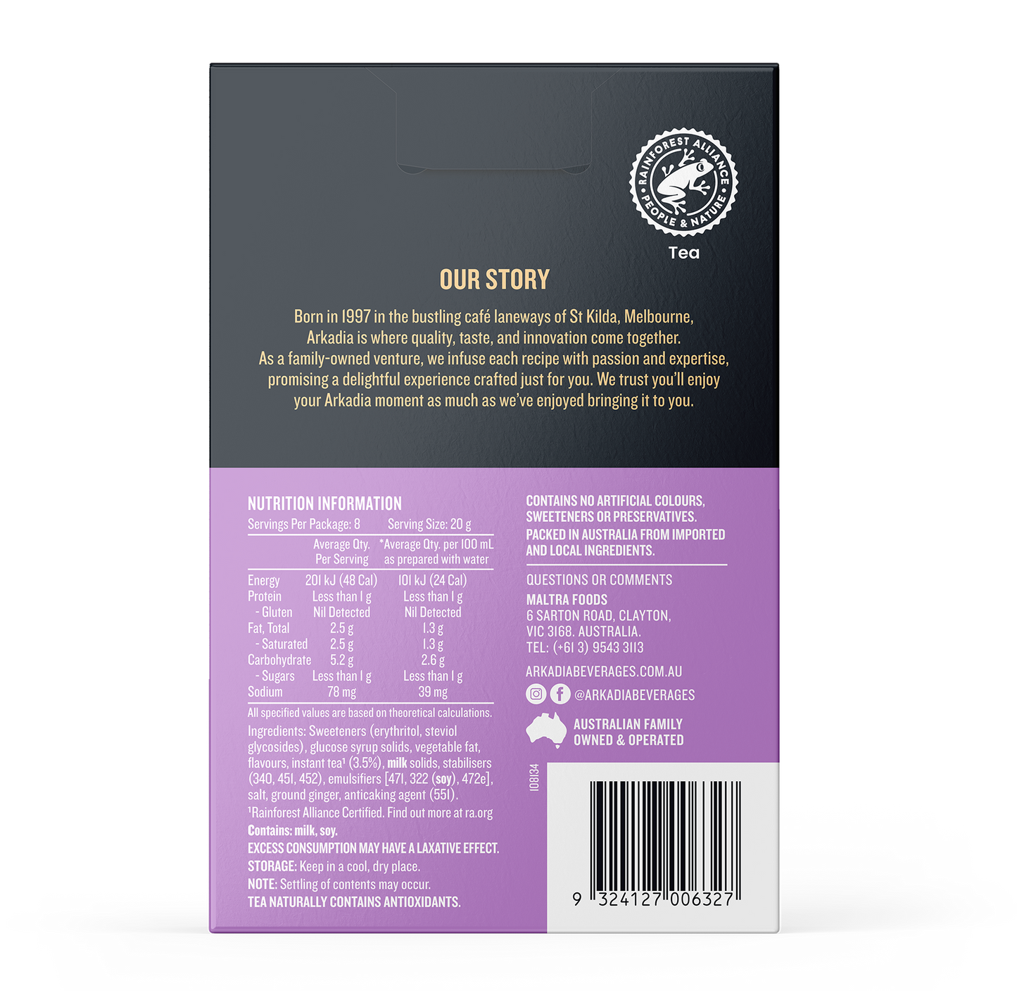 Arkadia Chai Vanilla 99% Sugar Free 8 Pack