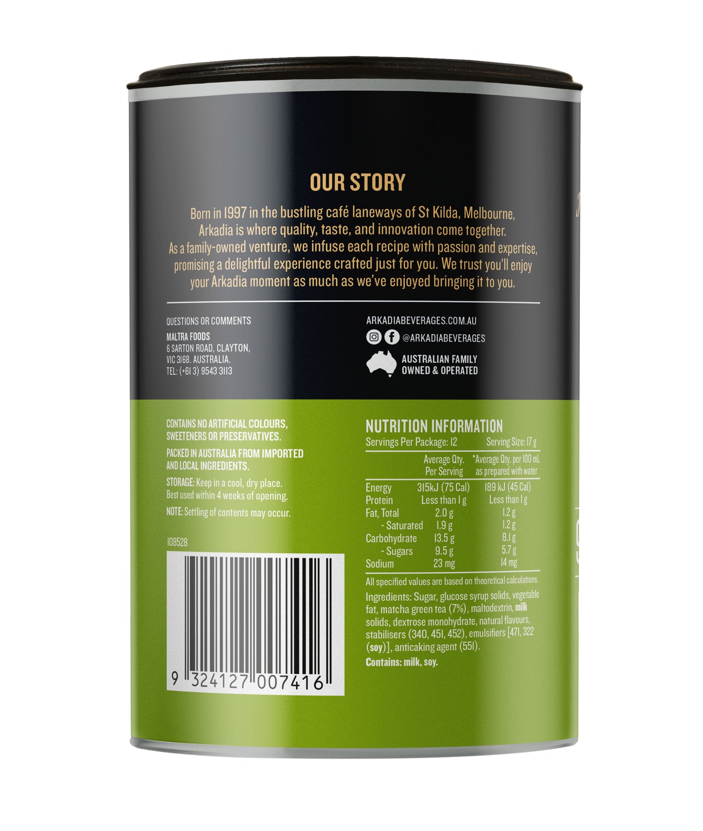 Arkadia Mango Matcha Latte 220g