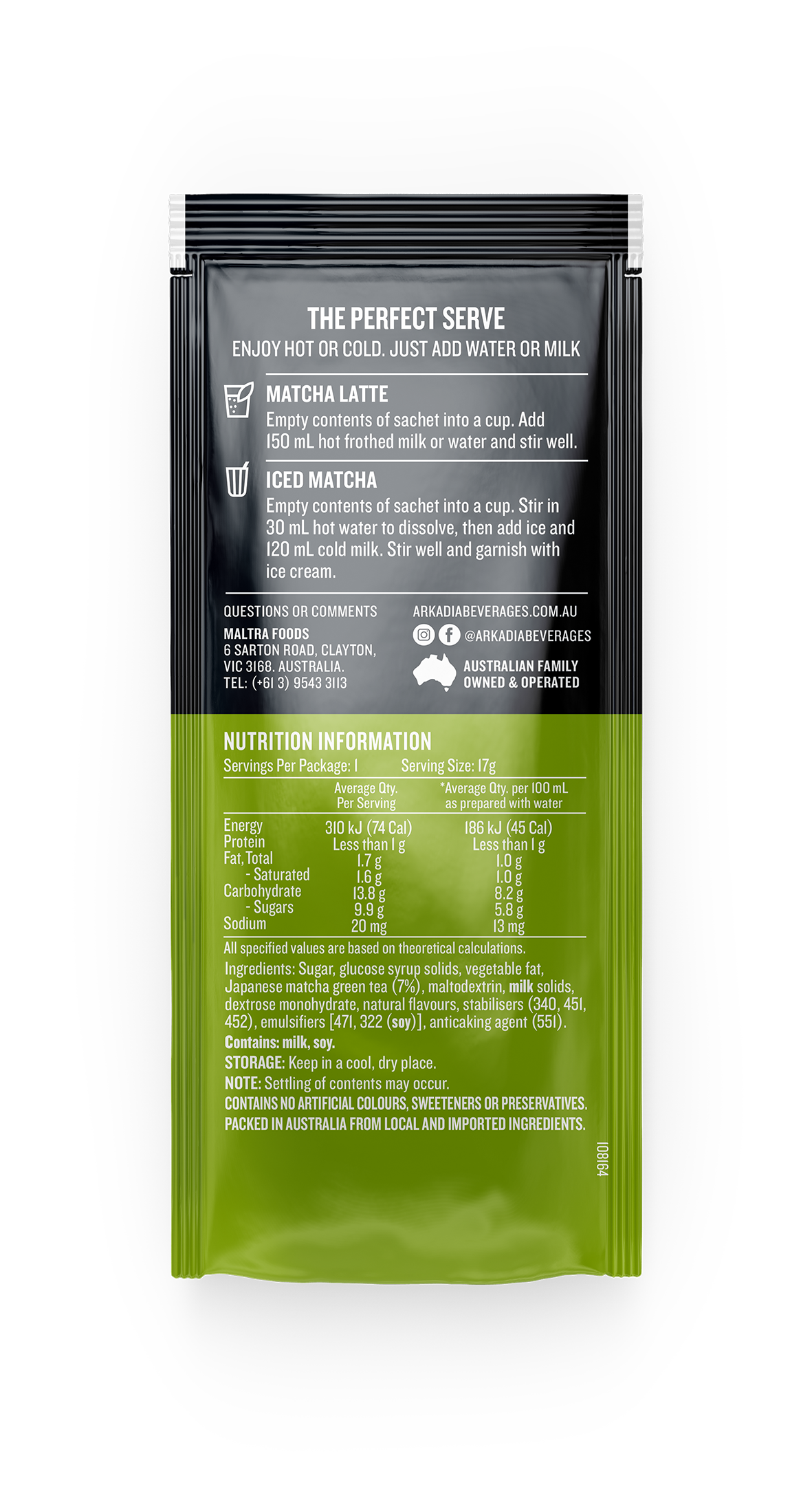 Arkadia Matcha Latte Strawberry Sachet 8 Pack