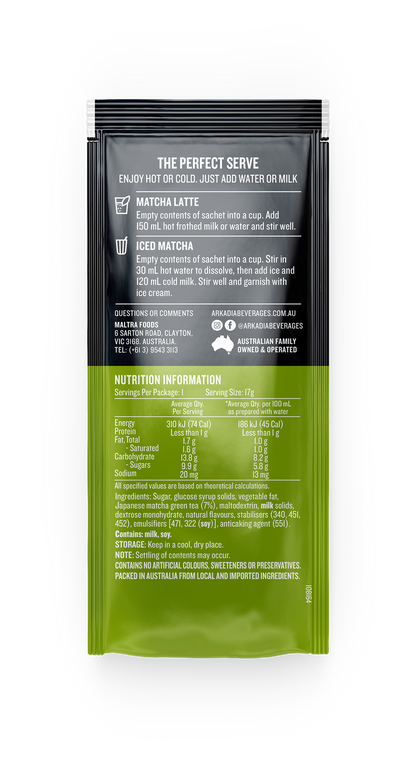 Arkadia Matcha Latte Strawberry Sachet 8 Pack