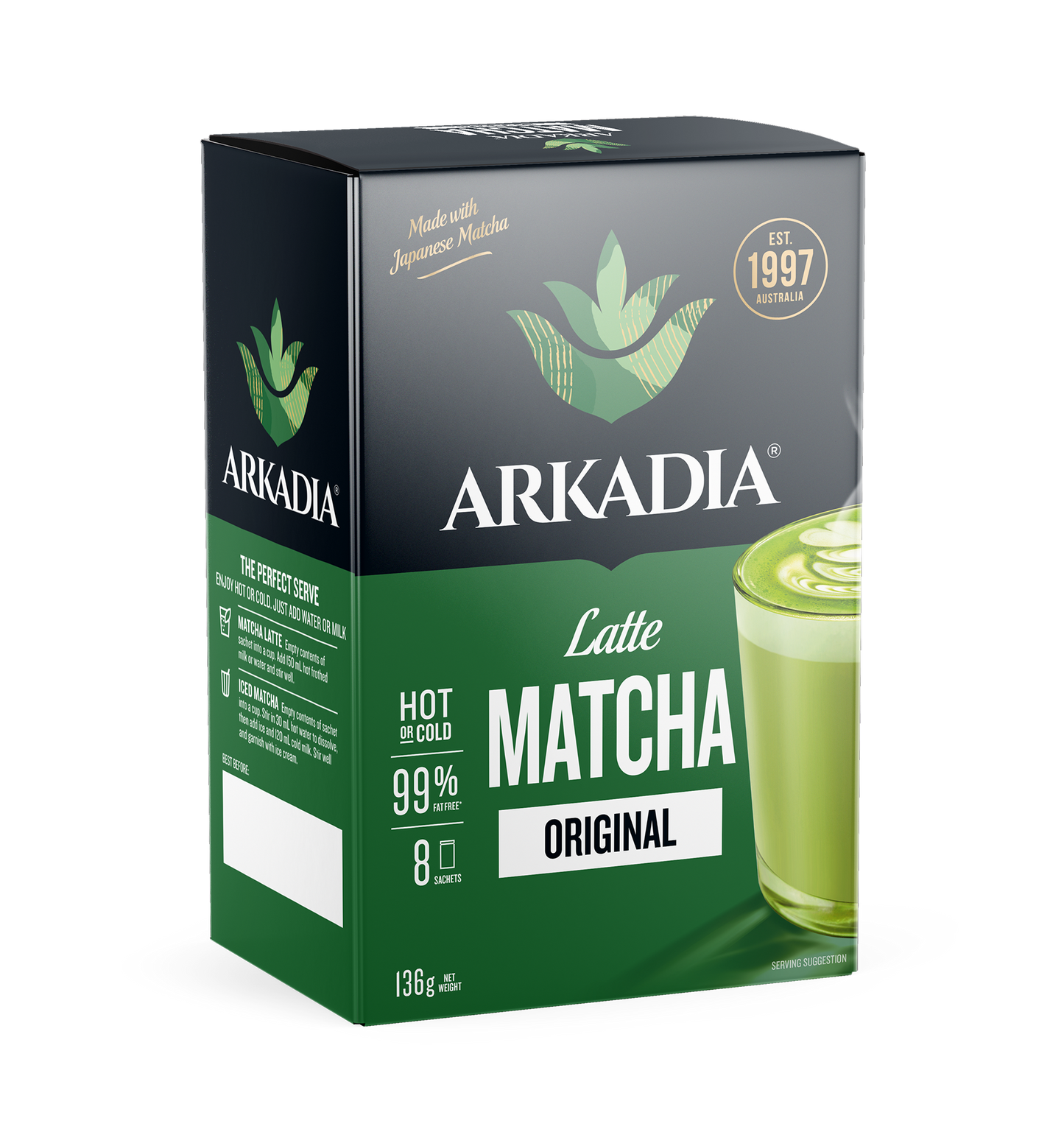 Arkadia Matcha Latte Original Sachet 8 Pack