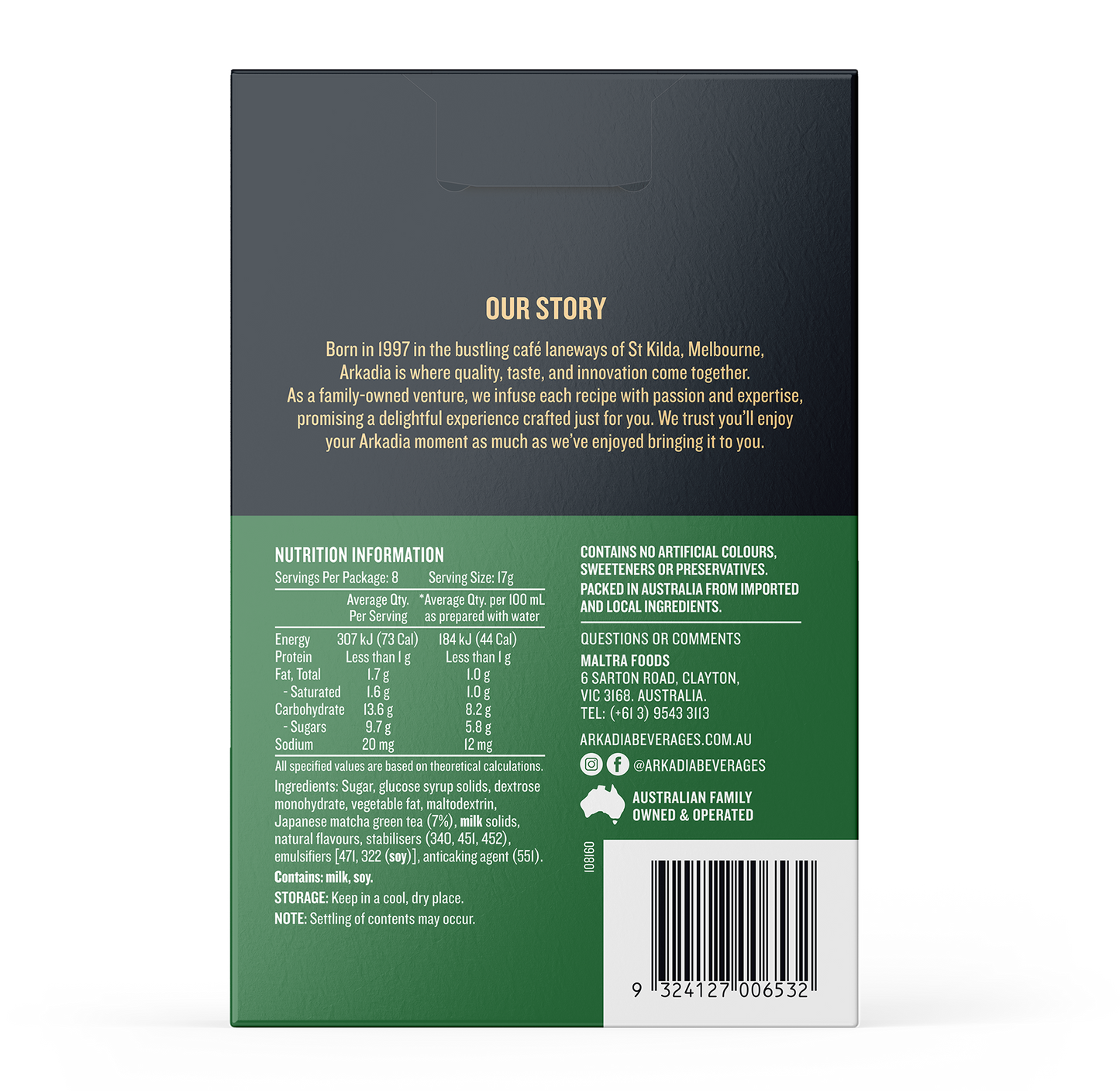 Arkadia Matcha Latte Original Sachet 8 Pack