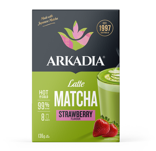 Arkadia Matcha Latte Strawberry Sachet 8 Pack